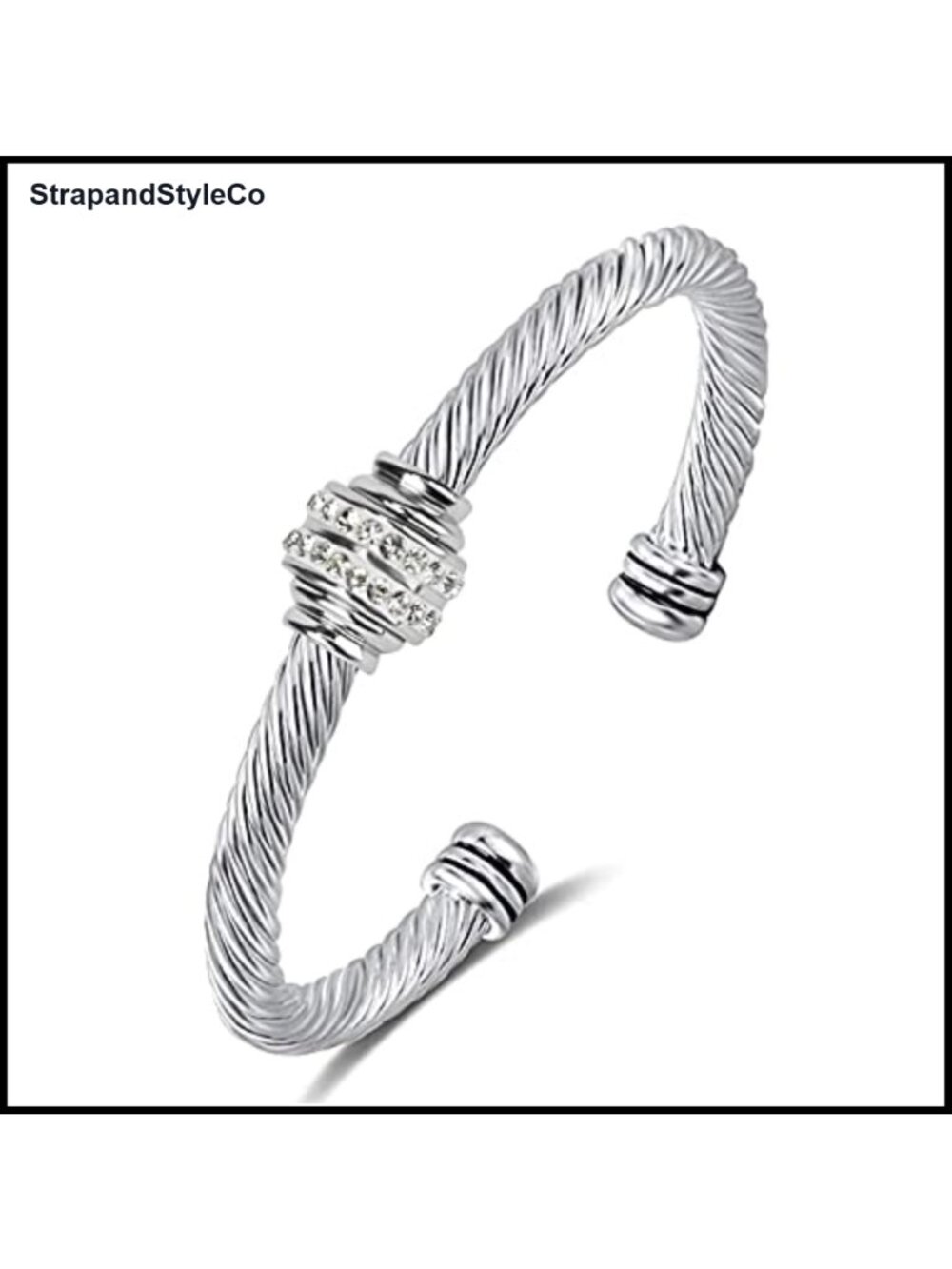 Stainless Steel Twisted Wire Cuff Bangle Adjustable Retro Bracelet